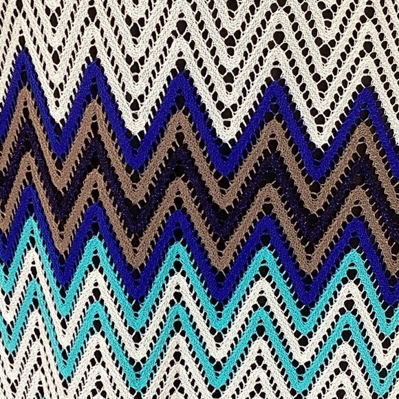 Adore Sleeveless Chevron/Zig-Zag Lace Multicolor V-Neck Maxi Dress M 294E - Picture 6 of 8